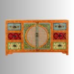 Vintage Ibiza Style Hand-Painted Mango Wood Sideboard 160cm - Image 6