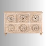 Hand-Carved Mango Wood Chest of 6 Drawers – 150cm - Image 3