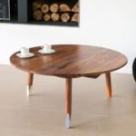 Arin Round Solid Wood Coffee Table – Handcrafted Modern Centre Table for Living Room