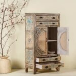 Solara 150 cm Hand-Painted Mango Wood Cabinet with Rattan Panels – Mediterranean Style Solid Wood Storage Unit - Image 2