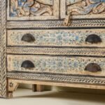 Solara 150 cm Hand-Painted Mango Wood Cabinet with Rattan Panels – Mediterranean Style Solid Wood Storage Unit - Image 5