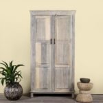 Solara Reclaimed Wood Wardrobe (190cm) – Handcrafted Solid Wood Almirah for Bedroom Storage