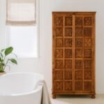 Elora – Hand-Carved Mango Wood Wardrobe (190cm) | Solid Wood Almirah for Bedroom Storage