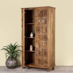 Elora – Hand-Carved Mango Wood Wardrobe (190cm) | Solid Wood Almirah for Bedroom Storage - Image 2