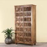 Elora – Hand-Carved Mango Wood Wardrobe (190cm) | Solid Wood Almirah for Bedroom Storage - Image 3