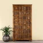 Elora – Hand-Carved Mango Wood Wardrobe (190cm) | Solid Wood Almirah for Bedroom Storage - Image 6