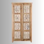 Solani – Hand-Carved Mango Wood Wardrobe (190cm) | Solid Wood Almirah for Bedroom Storage - Image 5
