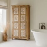 Solani – Hand-Carved Mango Wood Wardrobe (190cm) | Solid Wood Almirah for Bedroom Storage - Image 6