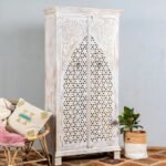 Azmara – Hand-Carved Mango Wood Cabinet, Moroccan Style Solid Wood Storage Unit (180cm)