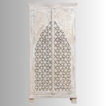 Azmara – Hand-Carved Mango Wood Cabinet, Moroccan Style Solid Wood Storage Unit (180cm) - Image 3