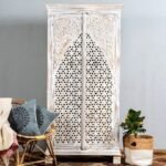 Azmara – Hand-Carved Mango Wood Cabinet, Moroccan Style Solid Wood Storage Unit (180cm) - Image 5