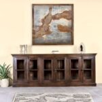 Marvello – Wooden Sideboard with Glass Doors (257cm) | Rustic Style Solid Wood Storage Cabinet - Image 3