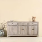 Zerava – Sandblasted Mediterranean Mango Wood Sideboard (180cm) | Rustic Coastal Solid Wood Cabinet