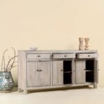 Zerava – Sandblasted Mediterranean Mango Wood Sideboard (180cm) | Rustic Coastal Solid Wood Cabinet - Image 2