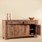 Solmera – Carved Acacia Wood Sideboard, Natural Elegance (180cm) | Solid Wood Premium Storage CabinetCarved Acacia Wood Sideboard Natural Elegance 180cm - Image 2