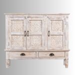 Nayora – Hand-Carved Sideboard with Bohemian Charme (120cm) | Artistic Solid Wood Boho Cabinet - Image 3