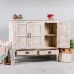 Nayora – Hand-Carved Sideboard with Bohemian Charme (120cm) | Artistic Solid Wood Boho Cabinet - Image 2