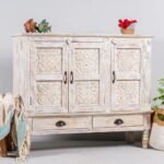 Nayora – Hand-Carved Sideboard with Bohemian Charme (120cm) | Artistic Solid Wood Boho Cabinet