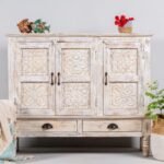 Nayora – Hand-Carved Sideboard with Bohemian Charme (120cm) | Artistic Solid Wood Boho Cabinet - Image 6