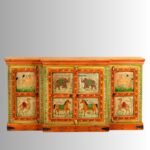 Zaviona – Hand-Painted Reclaimed Wood Sideboard, Vintage Style (177cm) | Artistic Solid Wood Storage Cabinet - Image 7