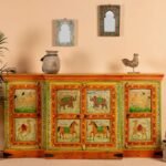 Zaviona – Hand-Painted Reclaimed Wood Sideboard, Vintage Style (177cm) | Artistic Solid Wood Storage Cabinet - Image 6