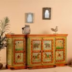Zaviona – Hand-Painted Reclaimed Wood Sideboard, Vintage Style (177cm) | Artistic Solid Wood Storage Cabinet