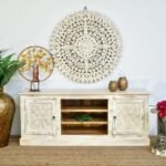 Varunza – Lowboard Vintage Design, Hand-Carved (150cm) | Solid Wood TV Console & Storage Unit