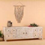 Elvayna – Hand-Carved Whitewashed Lowboard, Vintage Style (180cm) | Solid Wood TV Console & Storage Cabinet - Image 2