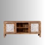 Zeravik – Lowboard Made of Mango Wood, Hand-Carved (150cm) | Solid Wood Vintage TV Console - Image 3
