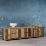 Orviano – Rustic Minimalistic Reclaimed Wood Lowboard (230cm) | Solid Wood Long TV Console & Storage Unit