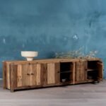 Orviano – Rustic Minimalistic Reclaimed Wood Lowboard (230cm) | Solid Wood Long TV Console & Storage Unit - Image 2