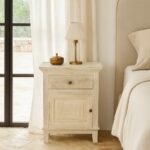 Elvanni – Pair of 2 White-Washed Nightstands (70cm) | Hand-Carved Solid Mango Wood Bedside Tables