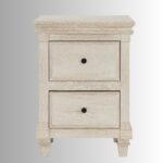 Marzenia – Pair of 2 White-Washed Mango Wood Night Stands | Hand-Carved Solid Wood Bedside Tables - Image 2
