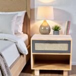 Cavaro Cane Handcrafted Mango Wood Bedside Table with Cane Drawer | Made in India