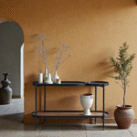 Aarvica Dark Mindi Wood Console Table | Handcrafted Modern Entryway & Living Room Table (135 cm)