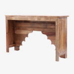 Rajmahal Arched Hand-Carved Solid Wood Console Table | Heritage Indian Design in Natural Brown Finish - Image 2