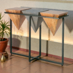 TriVexa Industrial Solid Wood & Metal Console Table | Modern Handcrafted Entryway Table – India