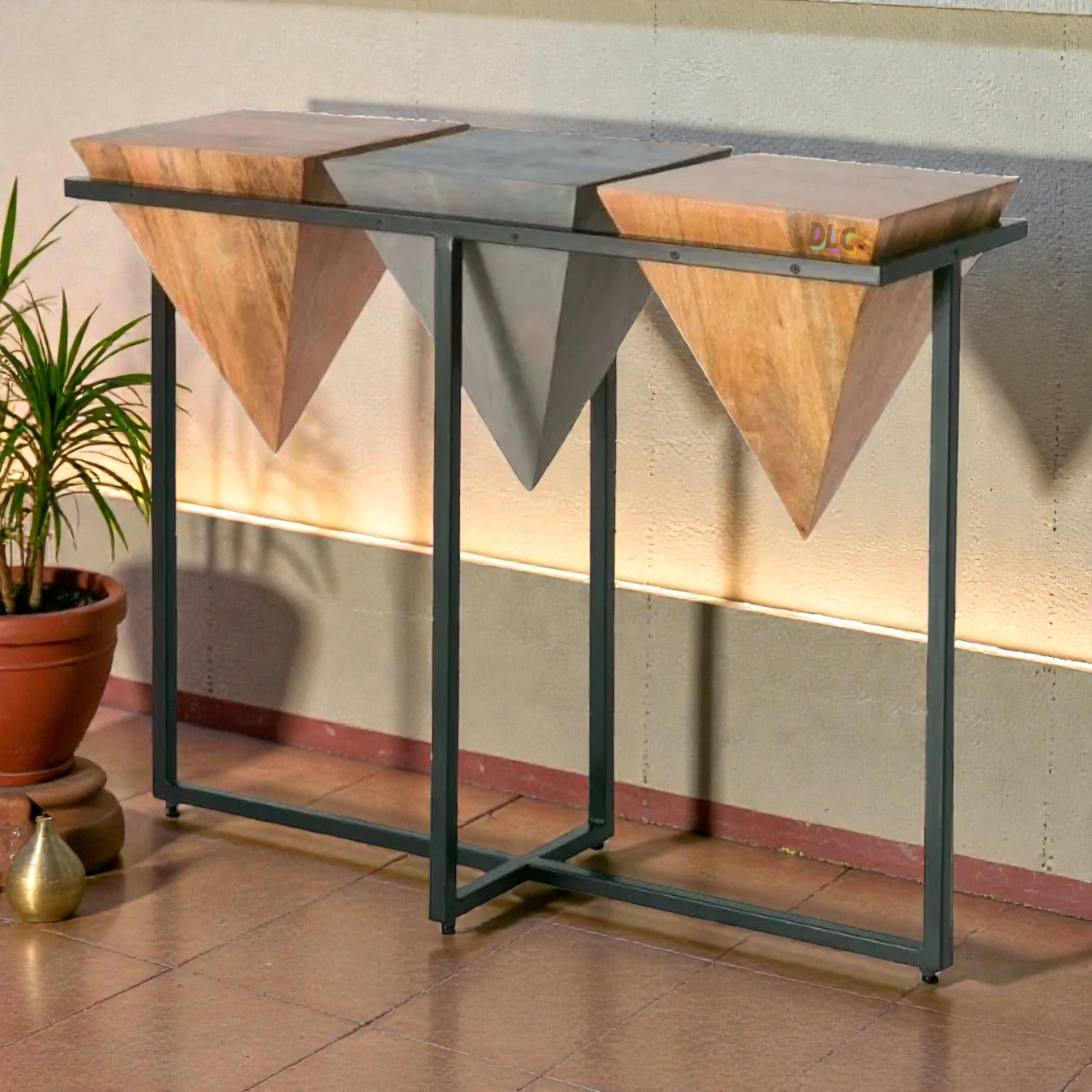 DLC125 (3) (31) TriVexa Industrial Solid Wood & Metal Console Table | Modern Handcrafted Entryway Table – India - Image 1