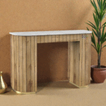 Aurevia Marble-Top Solid Wood Console Table with Storage | Modern Luxury Entryway Console – India - Image 2