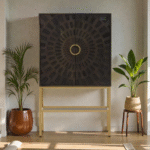 Aurelius Noir Black Solid Wood Storage Cabinet with Iron Base | Luxury Furniture India