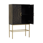 Aurelius Noir Black Solid Wood Storage Cabinet with Iron Base | Luxury Furniture India - Image 2