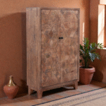Hexara Solid Wood Geometric Cabinet | Handcrafted Wooden Storage Unit India