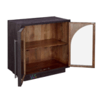 Aarvaya Hand-Carved Solid Wood Storage Cabinet | Artisan Textured Finish (90 × 40 × 150 cm) - Image 2