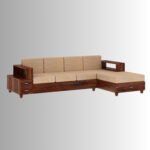 Arjun Elite Solid Wood 4 Seater L-Shape Sofa with Storage (Natural Finish) - Image 2