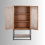 Vireon Solid Wood Storage Cabinet with Metal Stand | Handcrafted Wooden Cabinet India - Image 2