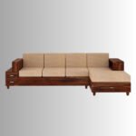 Arjun Elite Solid Wood 4 Seater L-Shape Sofa with Storage (Natural Finish) - Image 7