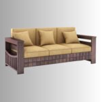 Vedika Solid Wood 5 Seater Sofa Set (Walnut Finish | 3+1+1 Configuration) - Image 6