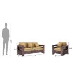 Vedika Solid Wood 5 Seater Sofa Set (Walnut Finish | 3+1+1 Configuration) - Image 9