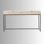 Ishaan Heritage Carved Mango Wood Writing Desk with Metal Frame (56”) - Image 6