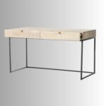 Ishaan Heritage Carved Mango Wood Writing Desk with Metal Frame (56”) - Image 2